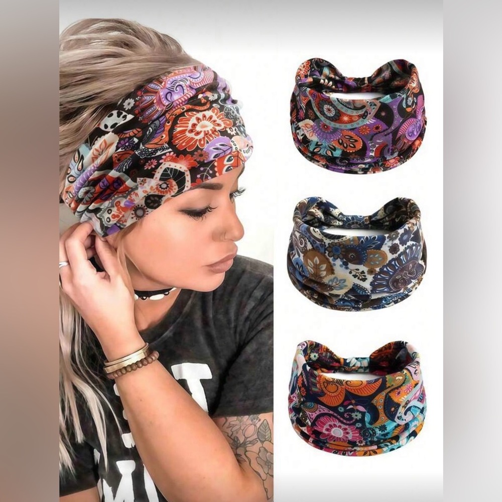 Set of 3 Paisley Headbands